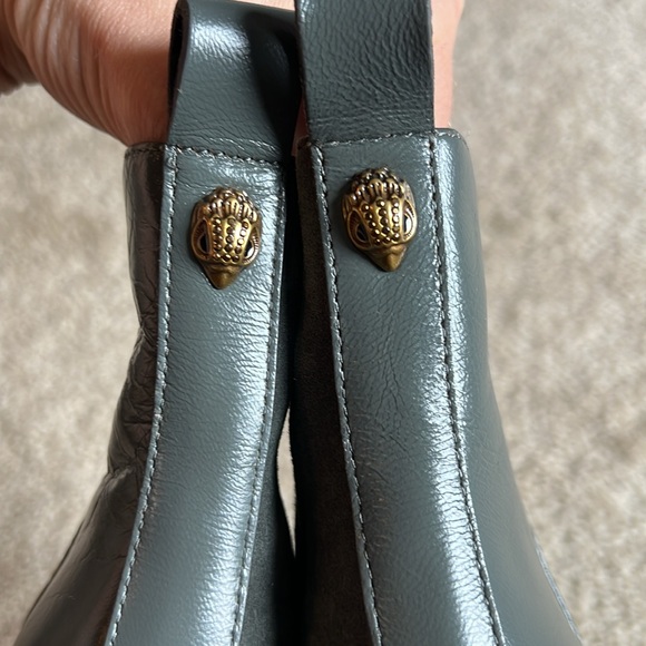 Kurt Geiger Elmer Block heel grey bootie eagle zip up pull on size 36 leather - Picture 8 of 10